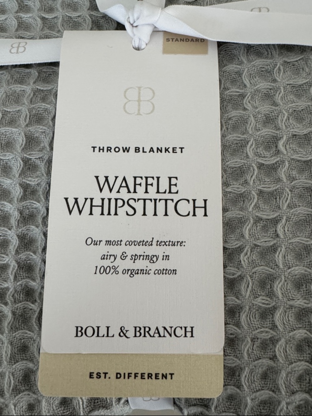 Boll & Branch Waffle Whipstitch throw blanket NWT - Picture 3 of 6